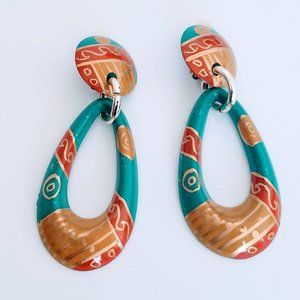 Vintage Africa Inspired Clip-on  Earrings